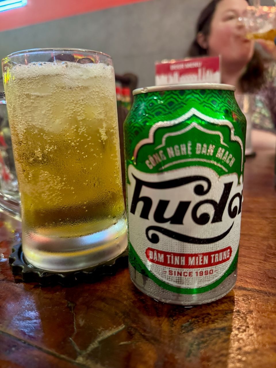 A glass of Huda beer in Da Nang